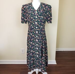 1980s Vintage Floral Dress